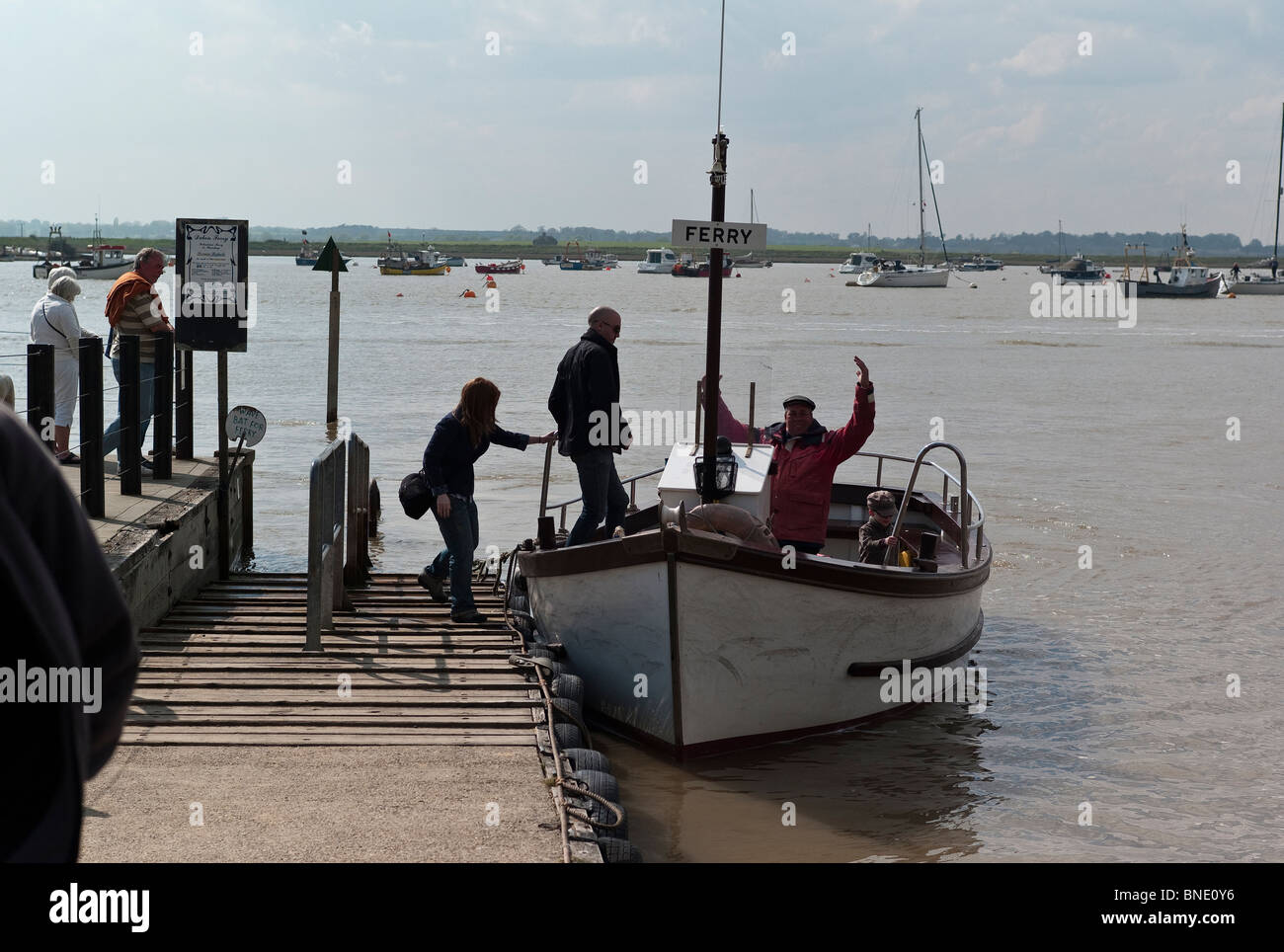 Bawdsey Ferry loading with passengers crossing to Feiixstowe in Suffolk UK Stock Photo