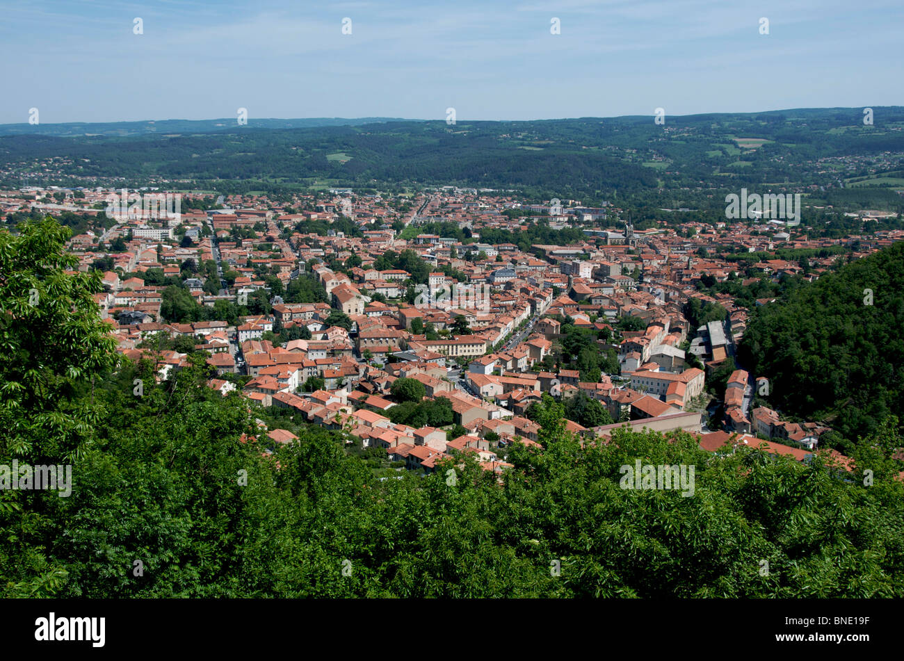 View on the small town of Mazamet, Tarn, France Stock Photo