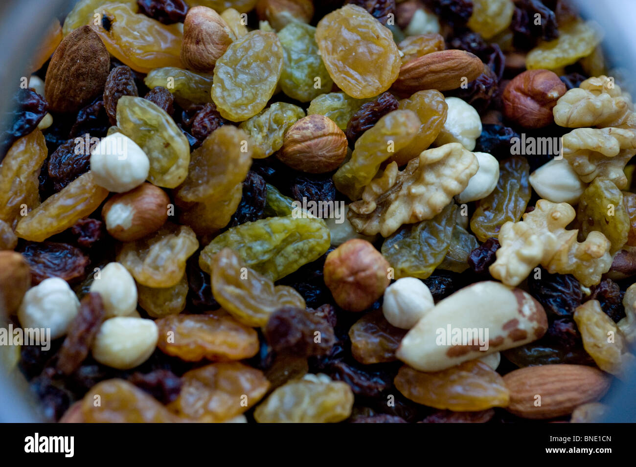 Mixed dried fruit and nuts Stock Photo