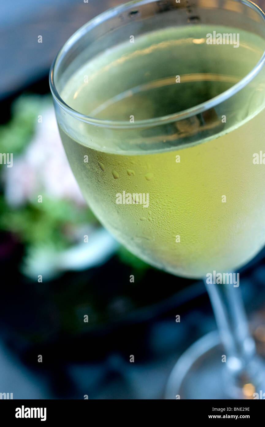 Chilled glass of white wine Stock Photo Alamy