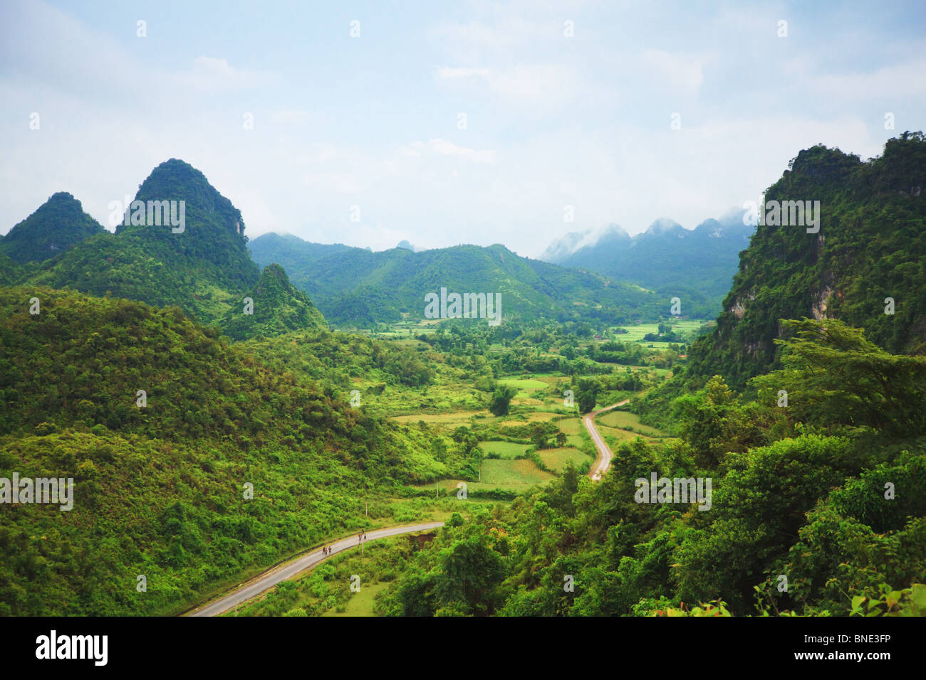 Beautiful mountain valley. Cao Bang province. Northern Vietnam. Stock Photo