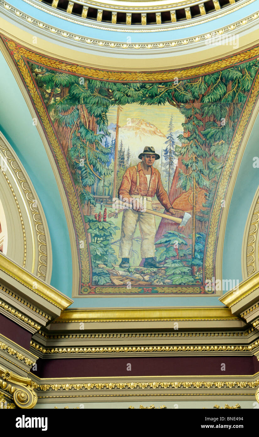 Canada, British Columbia, Victoria, Parliament Buildings, murals on