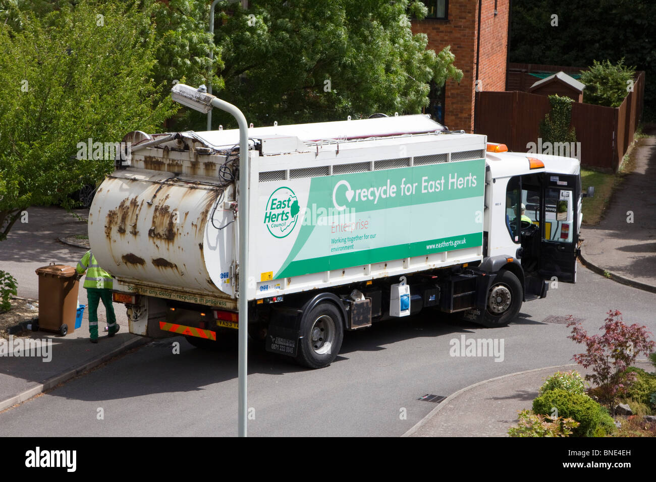 refuse collection vehicle england residential streets Stock Photo Alamy