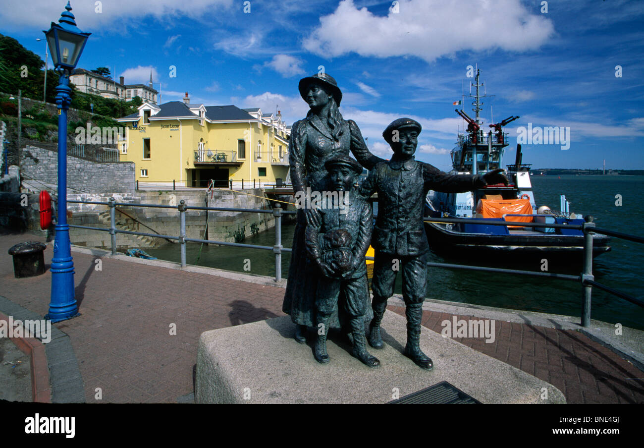 Statues at the harbor, Annie Moore Statue, Cobh, County Cork, Ireland Stock Photo Alamy