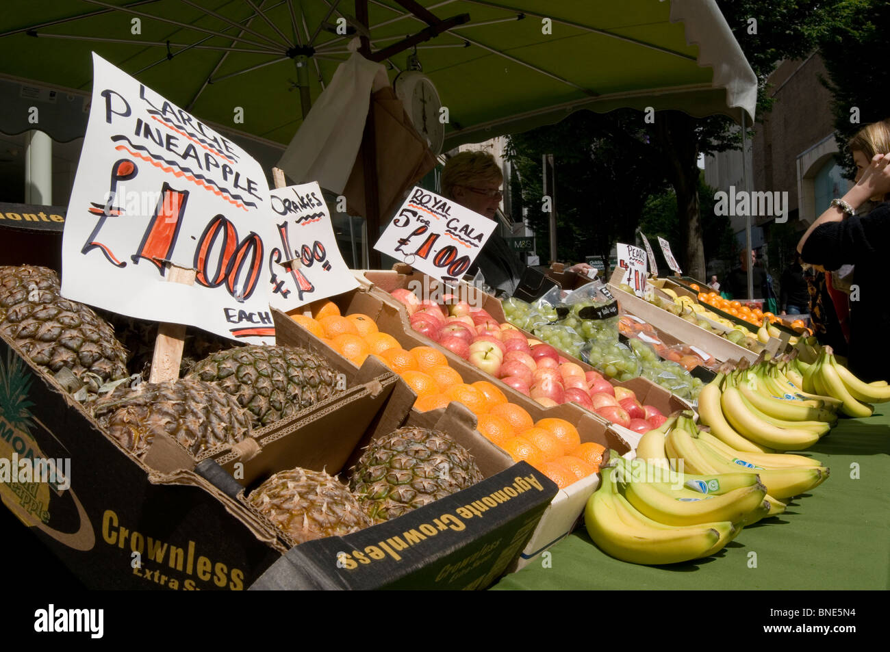 fresh fruit and veg vegetables on market stalls stall food vegetable retail retailer trader