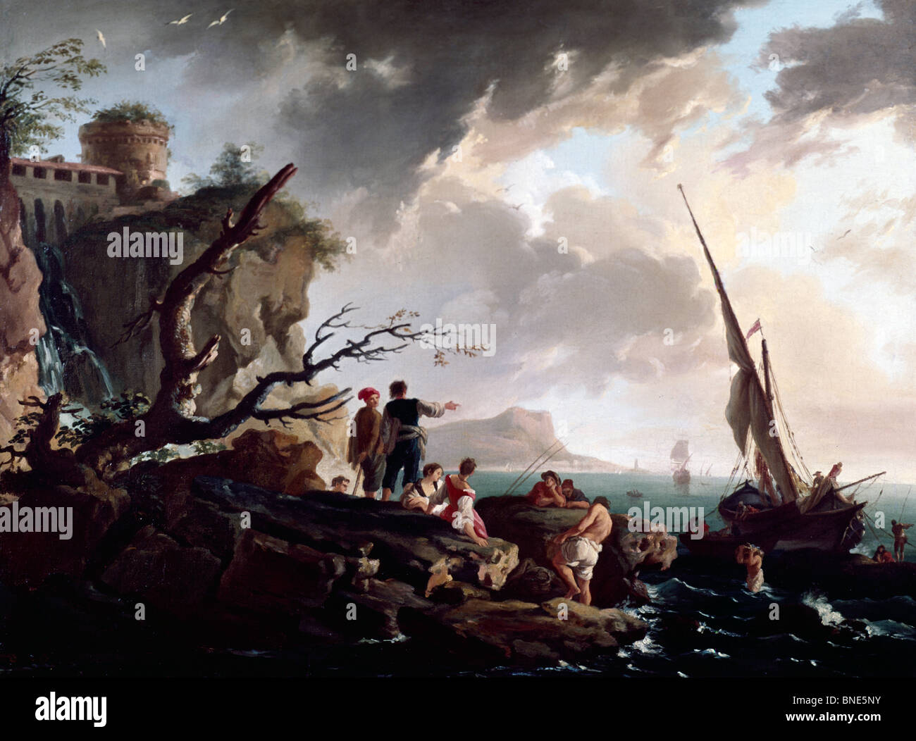Journey's End, Vernet, Claude-Joseph (1714-1789/French), Oil on canvas, David David Gallery, Philadelphia, Pennsylvania USA Stock Photo