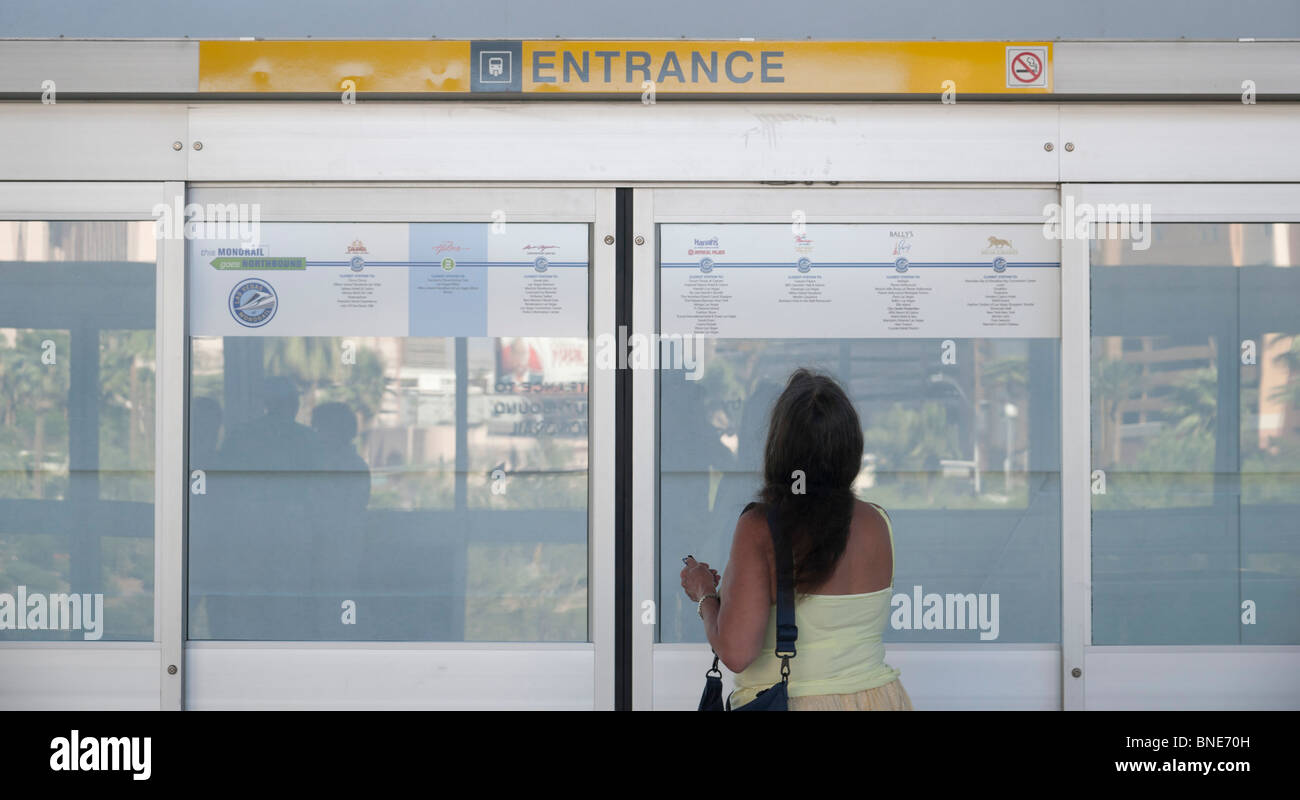 Waiting for the Las Vegas monorail Stock Photo