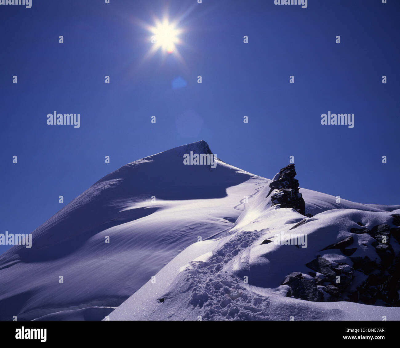 Allalinhorn, summit route in the Swiss Alps Stock Photo - Alamy