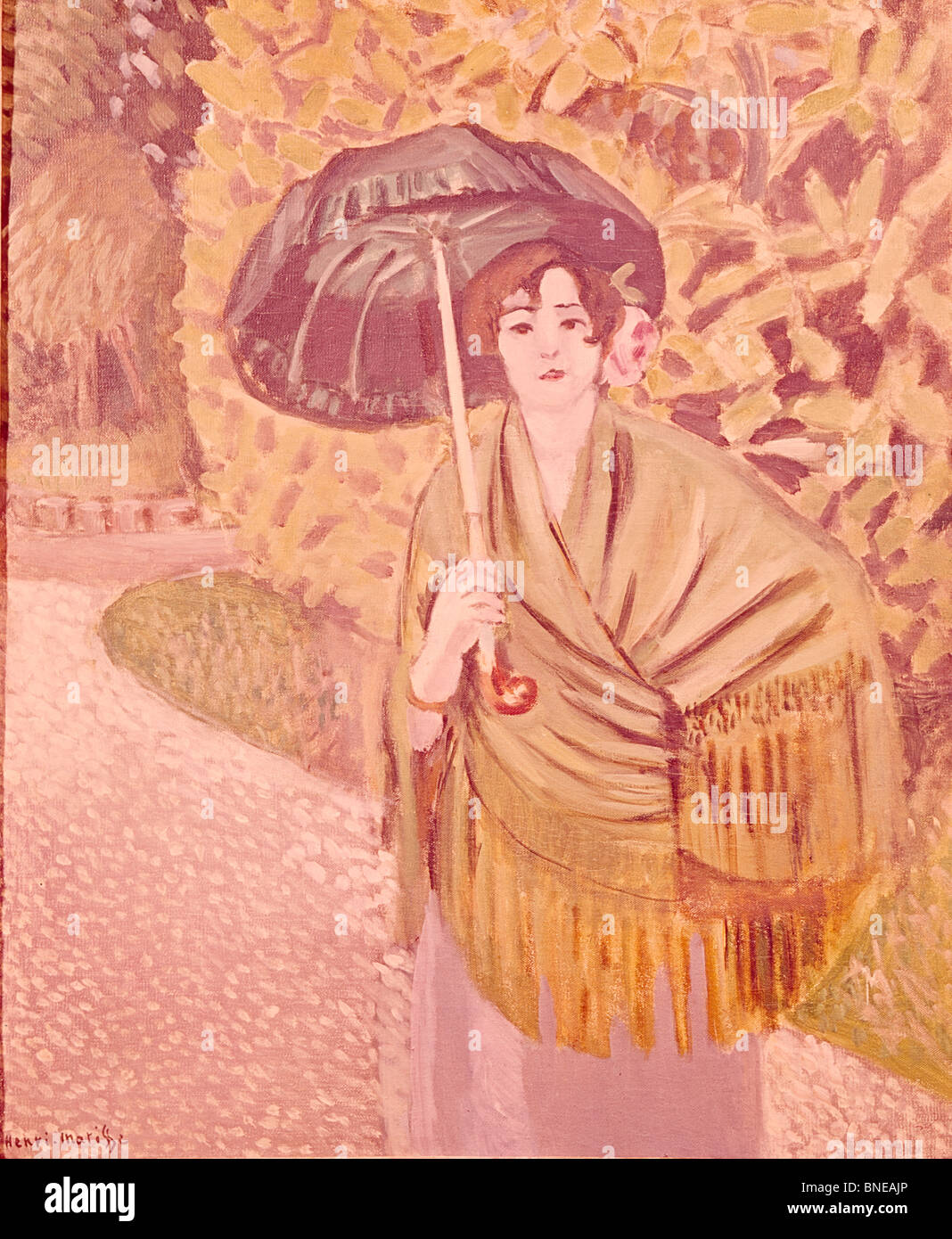 Woman with a Green Umbrella by Henri Matisse, 1869-1954 Stock Photo