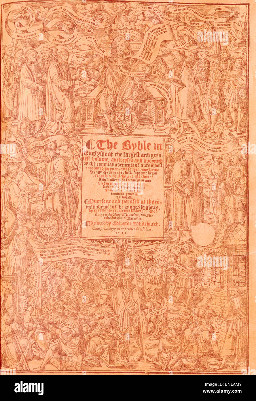 Saint Luke's Gospel,  from Great Bible,  woodcut print,  USA,  New York,  New York City,  American Bible Society,  1541 A.D. Stock Photo