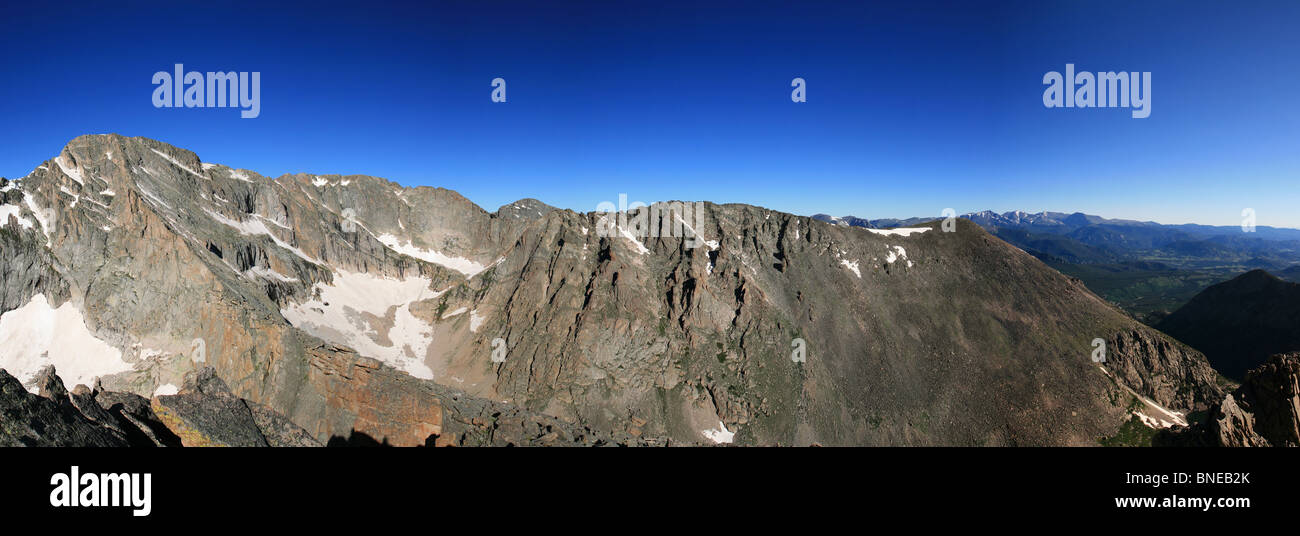 Rocky Mountain National Park Panorama from Arrowhead Peak Stock Photo