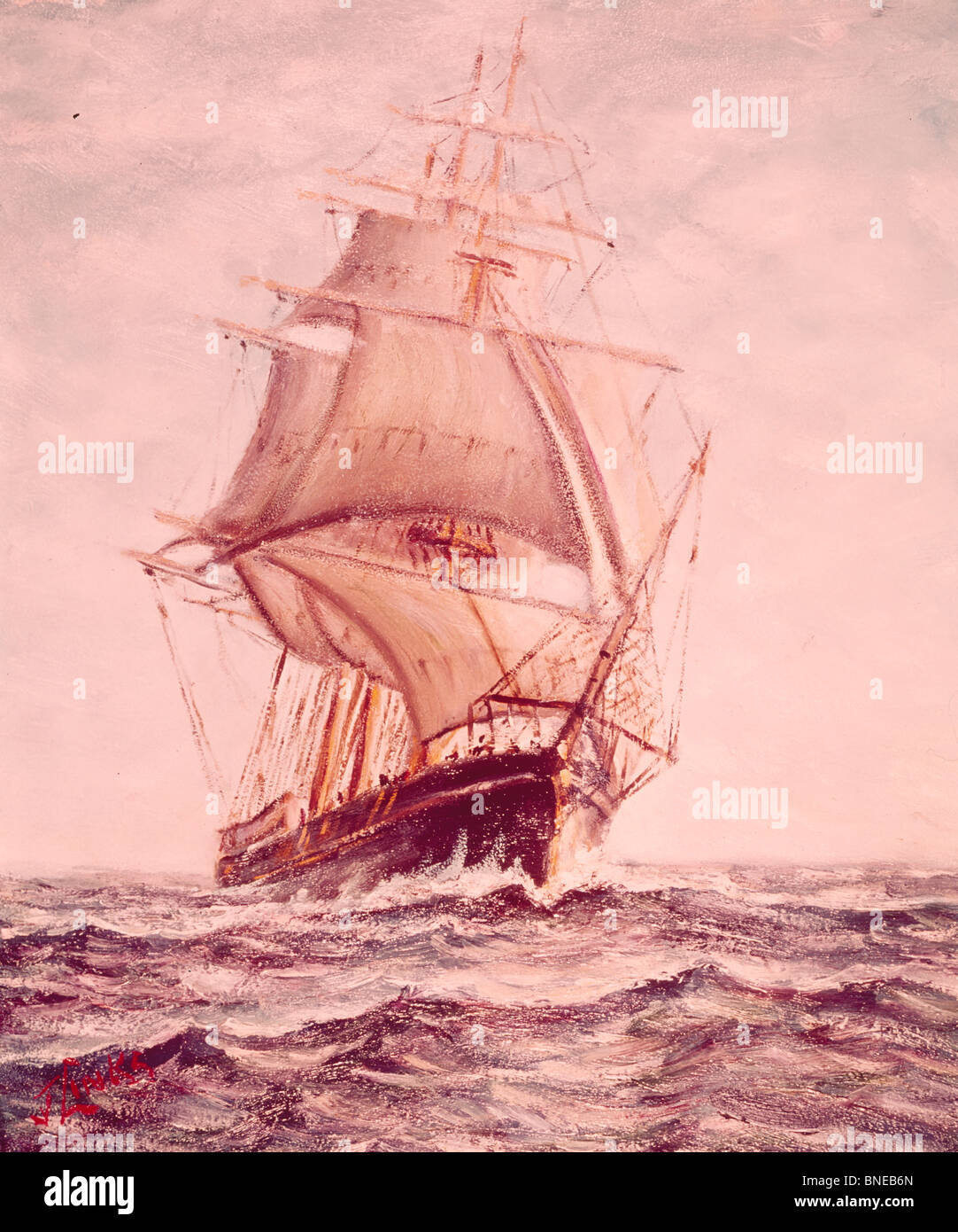 Sailing Ship from 19th Century,  by Joseph Links,  20th Century Stock Photo