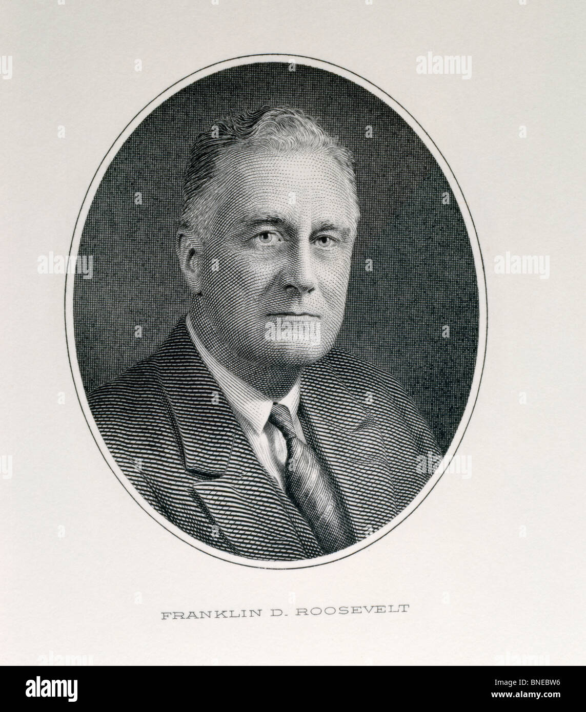 Franklin Roosevelt, thirty second President of United States, engraving, American History, 1940-1949 Stock Photo
