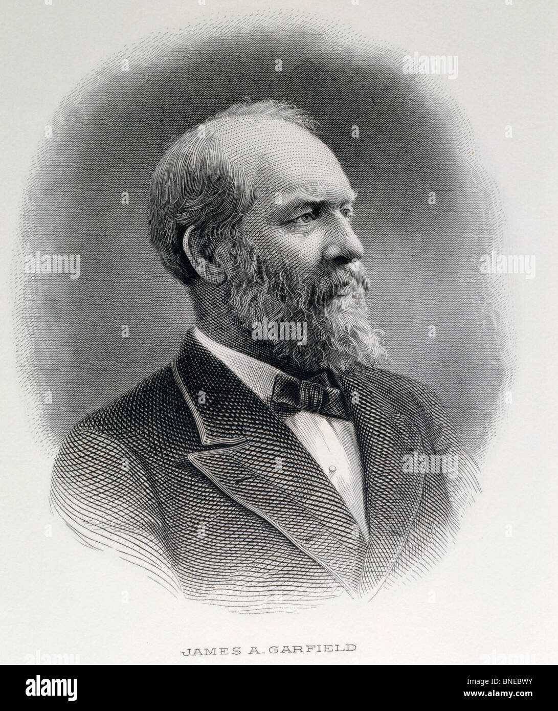 James Garfield, twentieth President of United States, engraving, American History Stock Photo