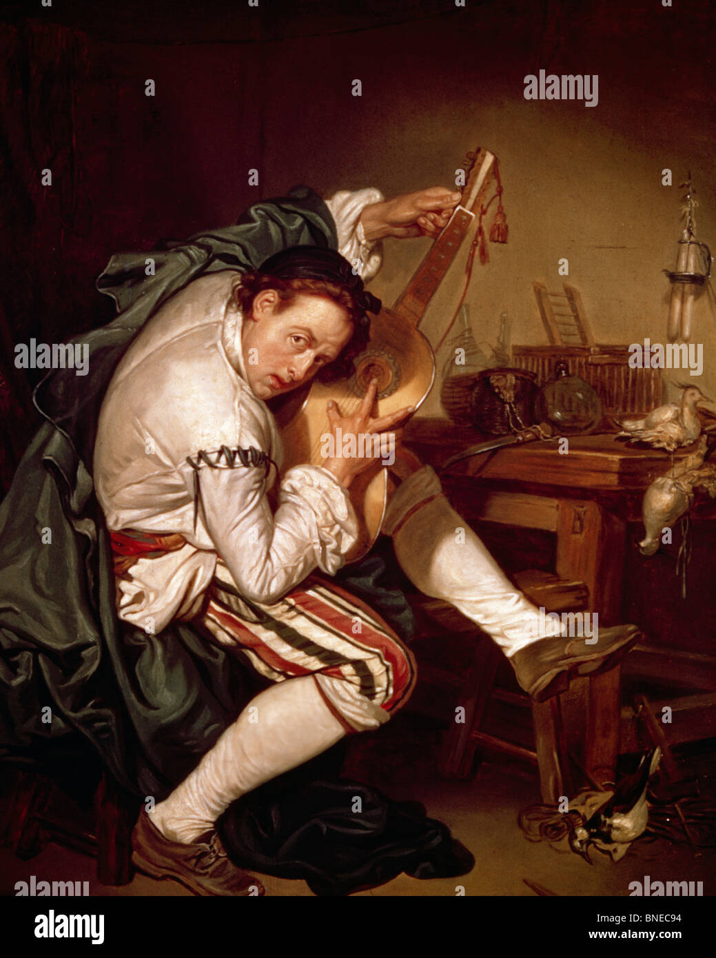 The Guitarist by Jean Baptiste Greuze, (1725-1805), France, Nantes, Musee des Beaux-Arts Stock Photo