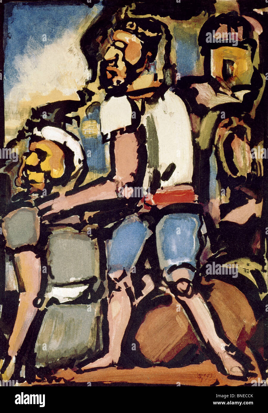 Man Leading Another by Georges Rouault, 1871-1958 Stock Photo