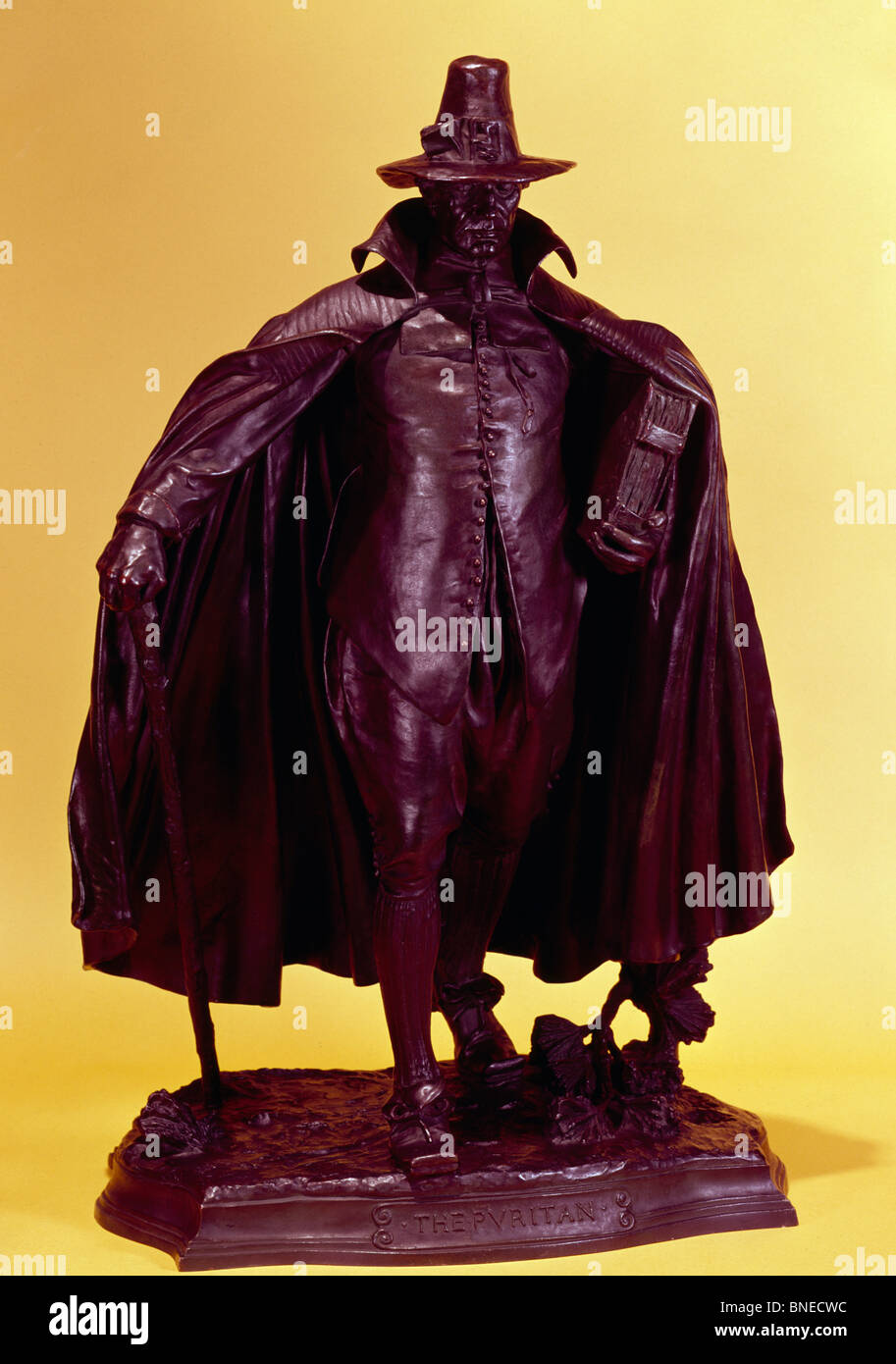 Statue of puritan by Augustus Saint-Gaudens, (1848-1907) Stock Photo