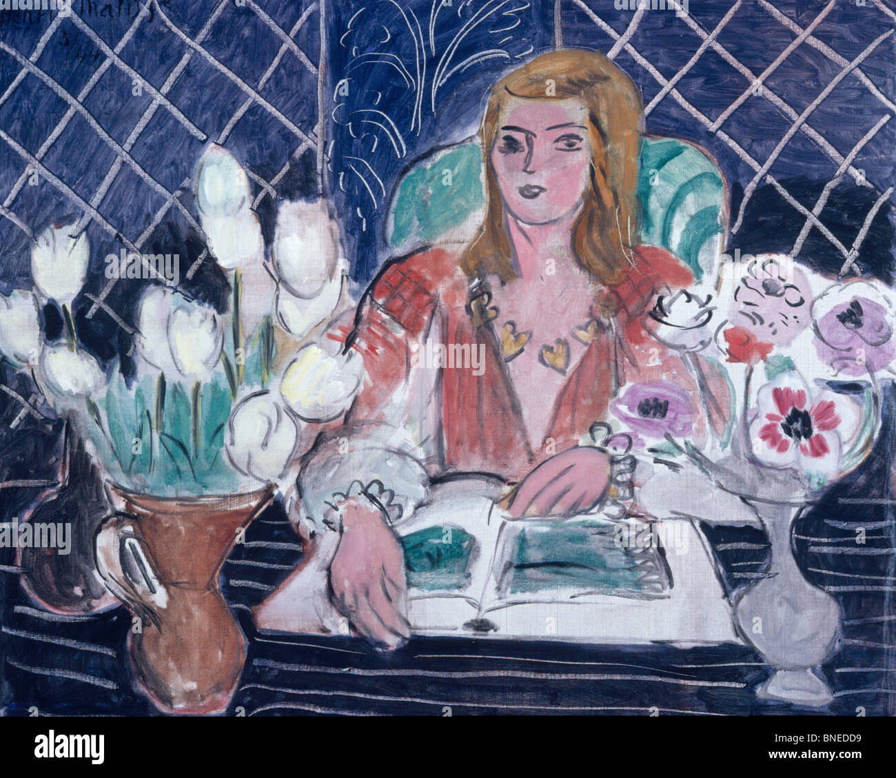 Annelies White Tulips and Anemones by Henri Matisse oil in canvas 1944 1869-1954 USA Hawaii Honolulu Honolulu Academy of Arts Stock Photo