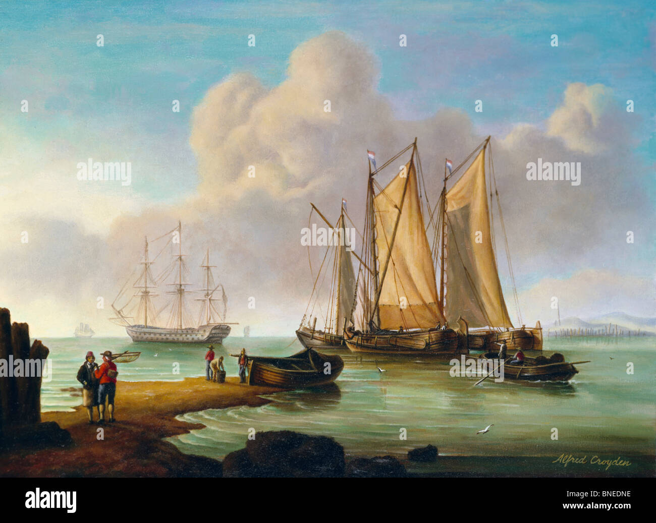 Ships In A Calm, Croyden, Alfred Stock Photo