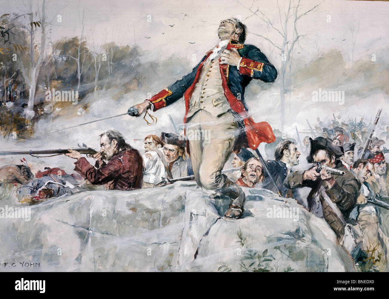 Death of Colonel Williams (1755) by Frederick Coffay Yohn, (1875-1933) Stock Photo