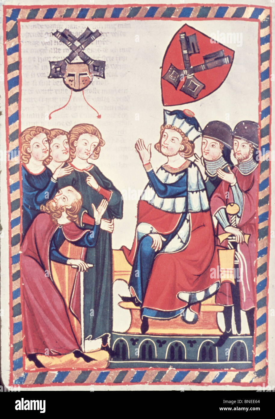 Manness Scroll: The Lord of Regensburg,  illuminated manuscript,  Austria,  Heidelenberg Stock Photo