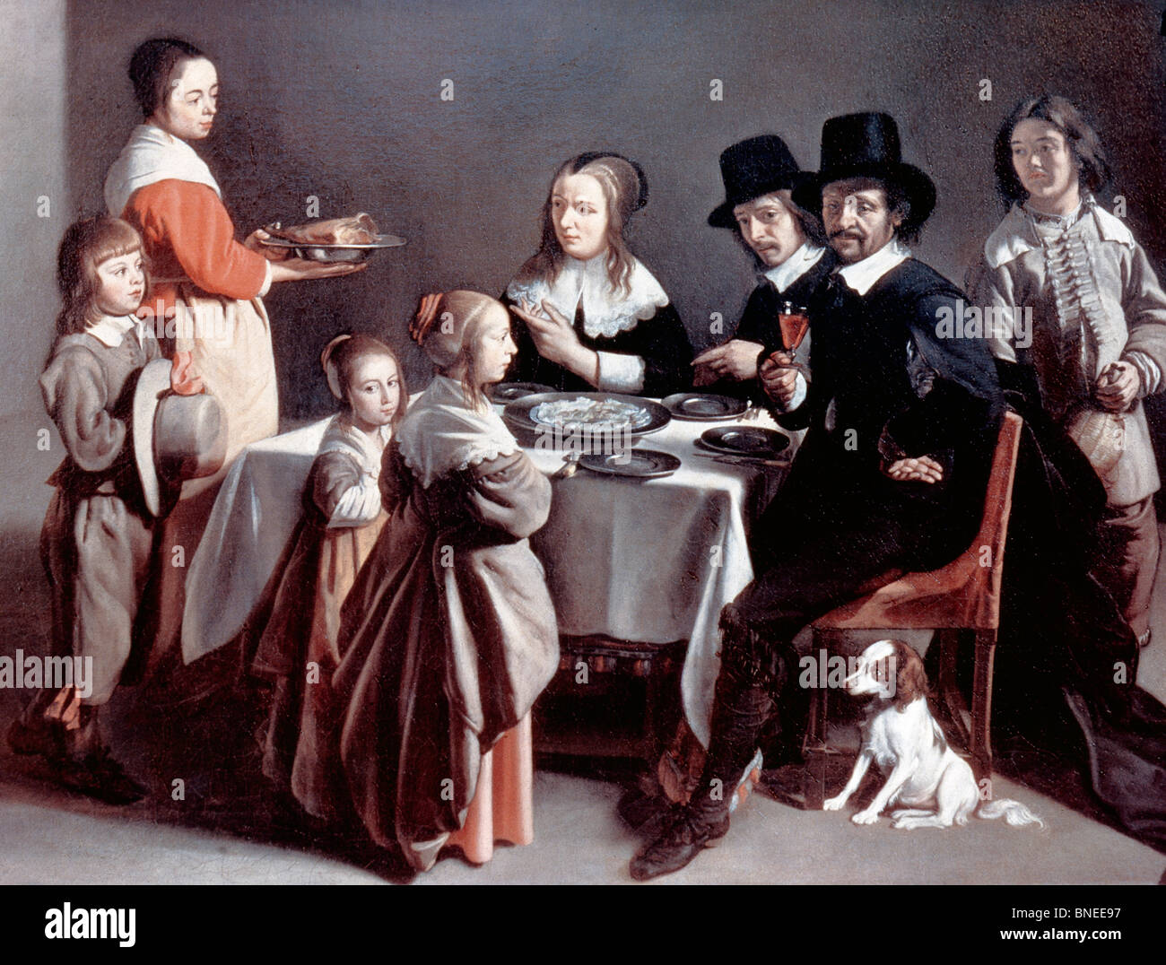 The Family Dinner, Louis Le Nain (ca. 1593-1648 French) Stock Photo