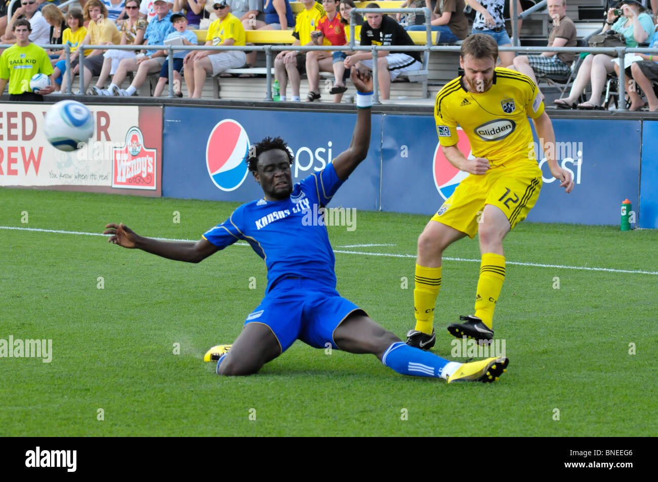 Columbus Crew take on the Kansas City Wizards at Columbus Crew Stadium