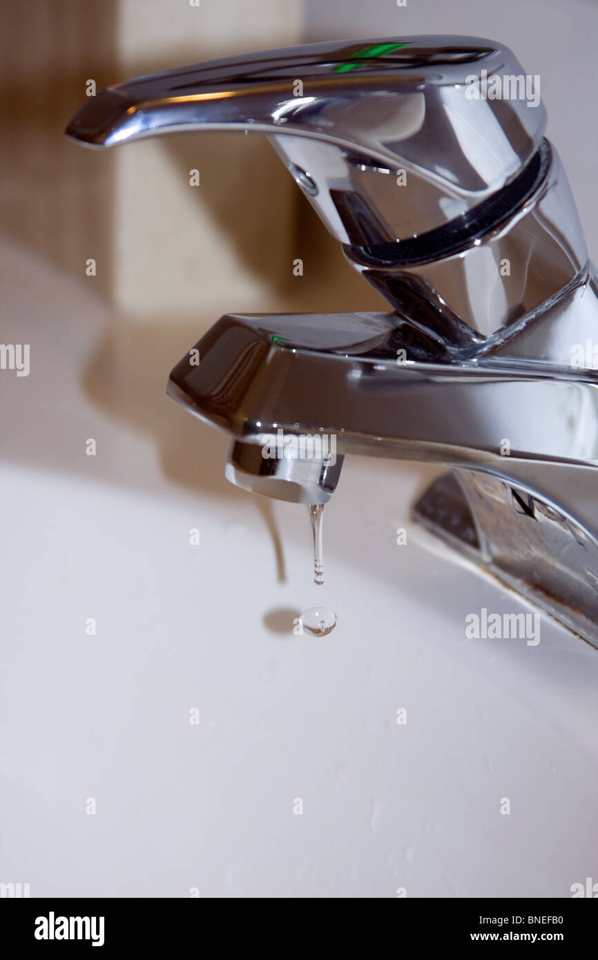 Dripping Faucet in Bathroom Stock Photo Alamy