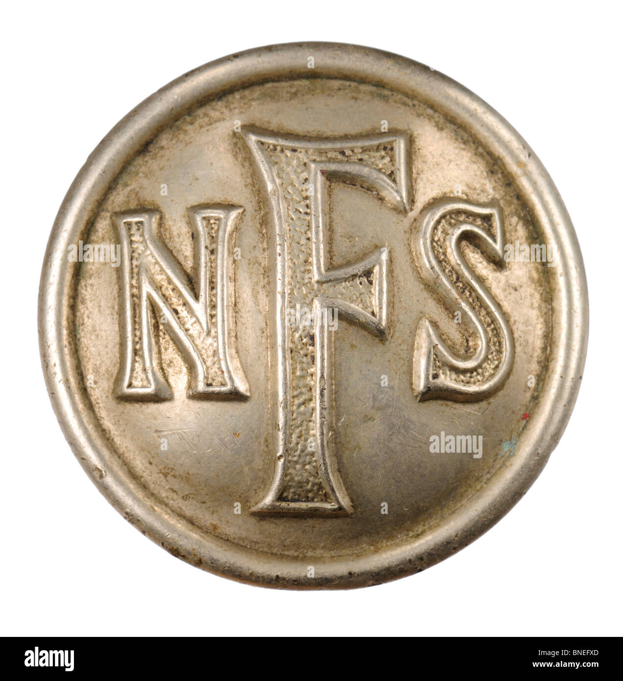 NFS (National Fire Service) Button. Second World War / British Stock Photo