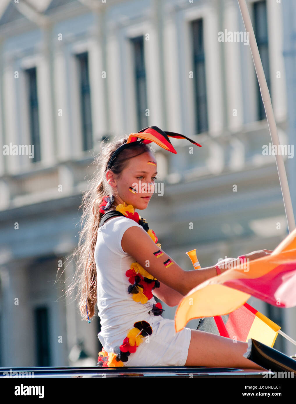 Pretty German football fan during the 2010 Wold cup Stock Photo