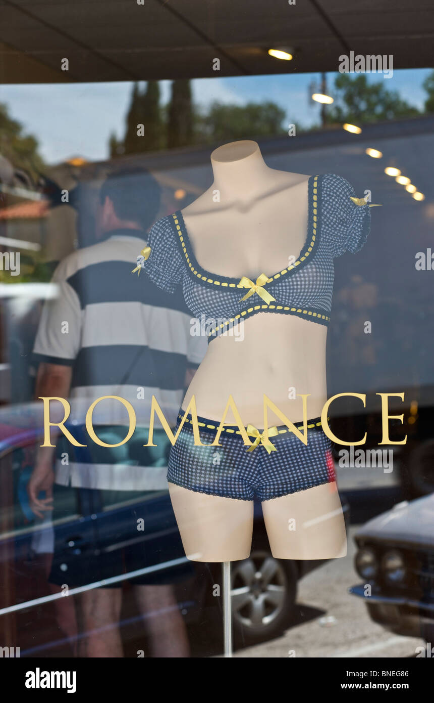 Frenzy lingerie displayed on Mannequin for sale in shop at Texas in USA Stock Photo