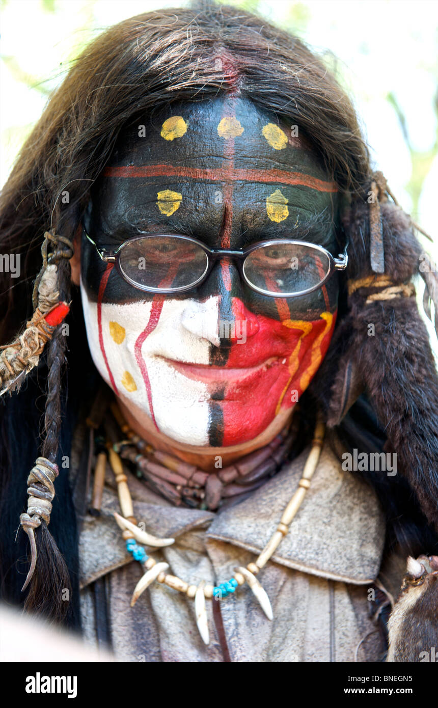 Portrait of a Native American with spectacles in Texas, USA Stock Photo
