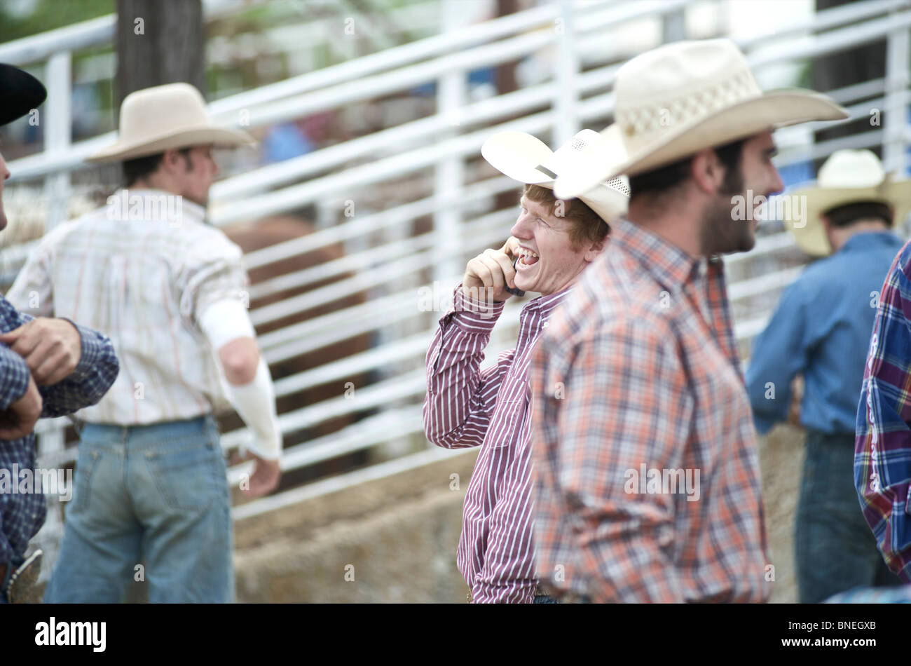 Cowboy members of  PRCA  rodeo event in Bridgeport, Texas, USA Stock Photo