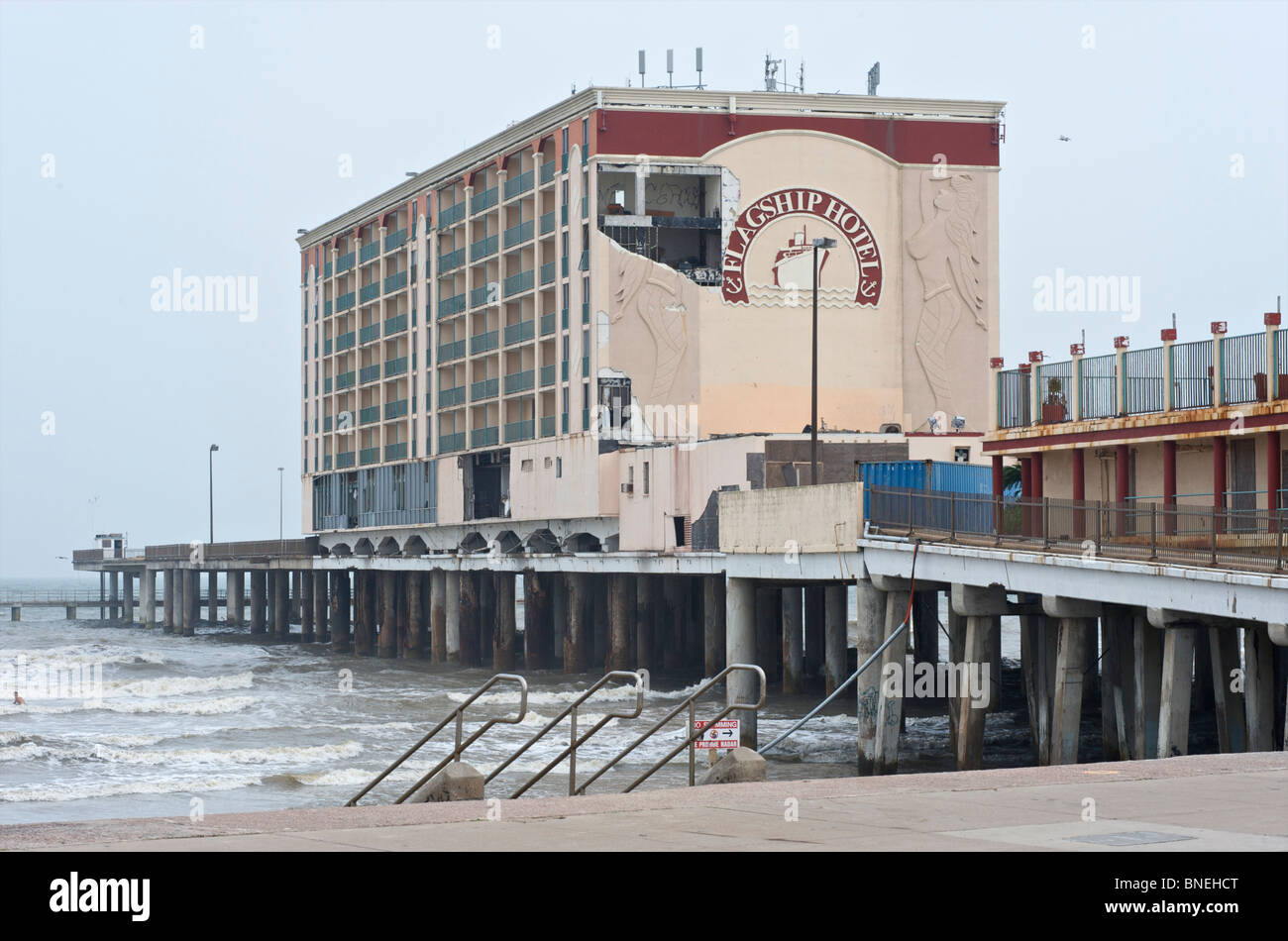 Flagship hotel destroyed by hurricane Ike Galveston beach, Texas, USA Stock Photo Alamy