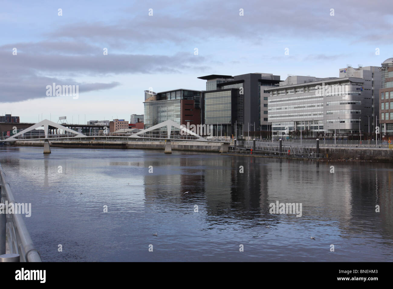 Broomielaw Tradeston Bridge across River Clyde Glasgow Scotland  November 2009 Stock Photo