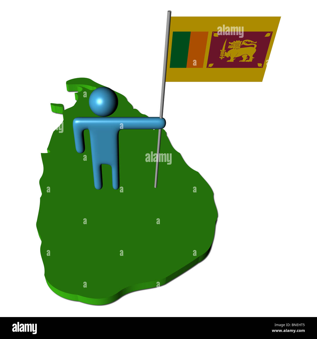 abstract person with flag on Sri Lanka map illustration Stock Photo