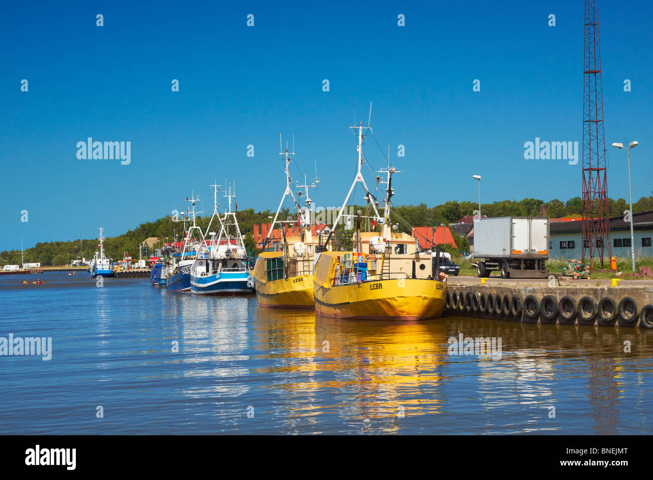 Leba - fishing boats in port, Baltic Sea, poland Stock Photo