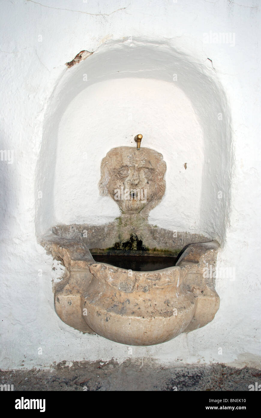 Drinking fountain (Pilar de Ariba), Macharaviaya, Costa del Sol, Malaga Province, Andalucia, Spain, Western Europe. Stock Photo