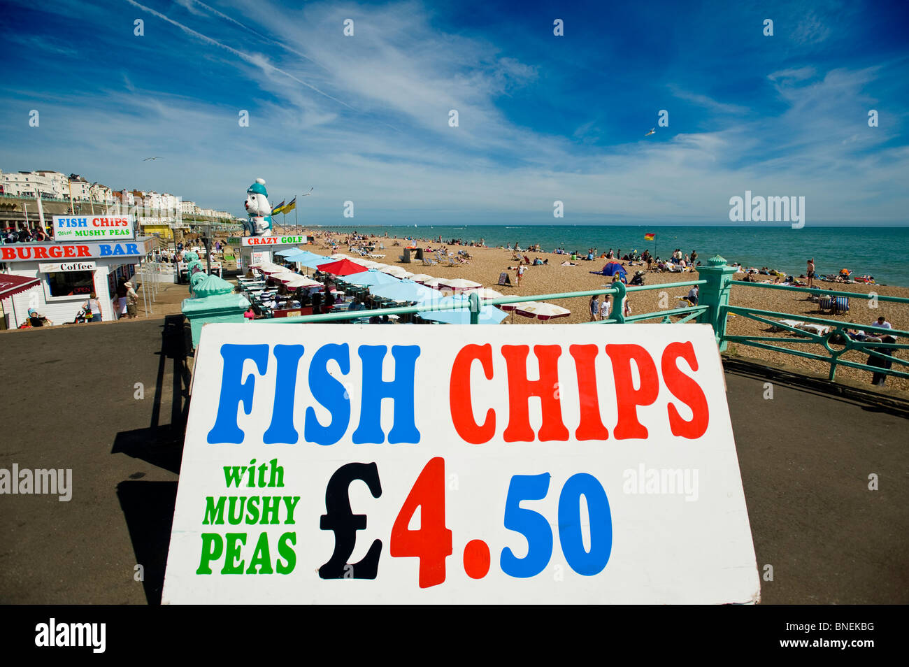 Fish & chips bar by the beach, Brighton, East Sussex, United Kingdom