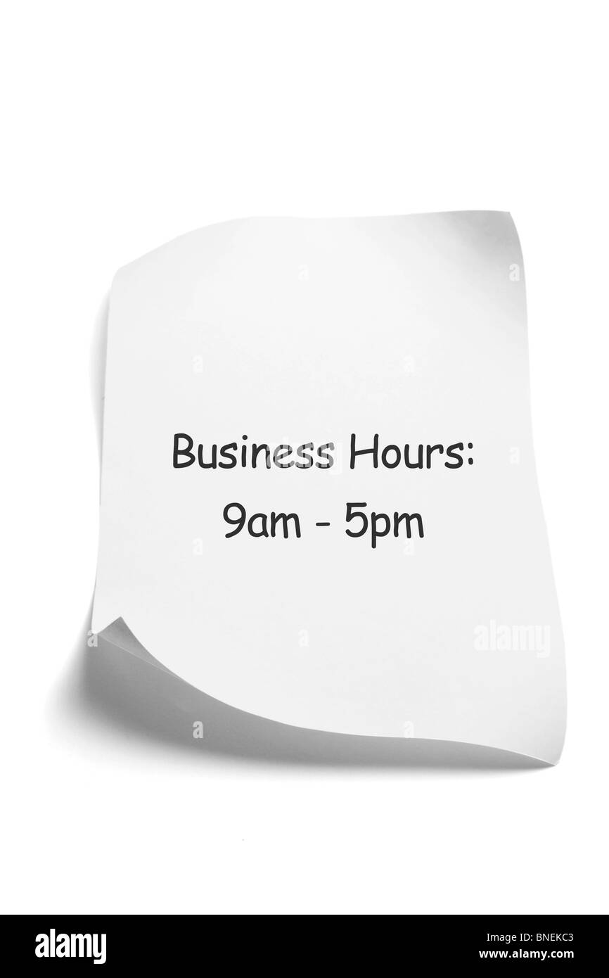 Opening hours notice Black and White Stock Photos & Images Alamy