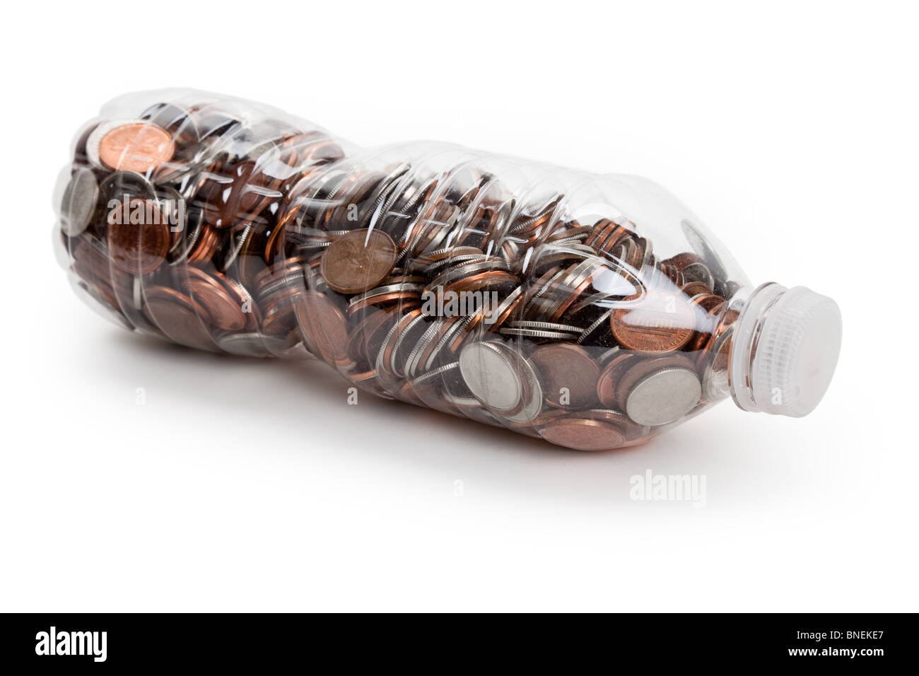 Plastic Bottle and Coins,Dollar with white background Stock Photo Alamy