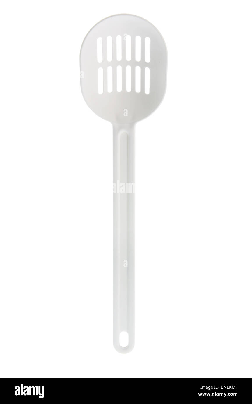 Plastic Slotted Spoon Stock Photo Alamy
