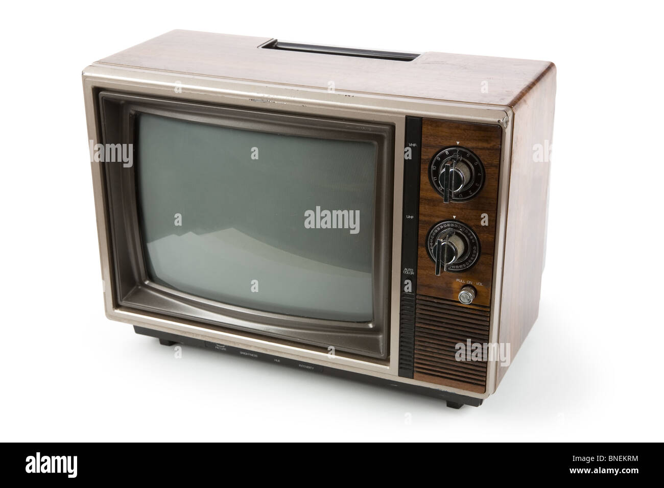Old-fashioned Television with white background Stock Photo