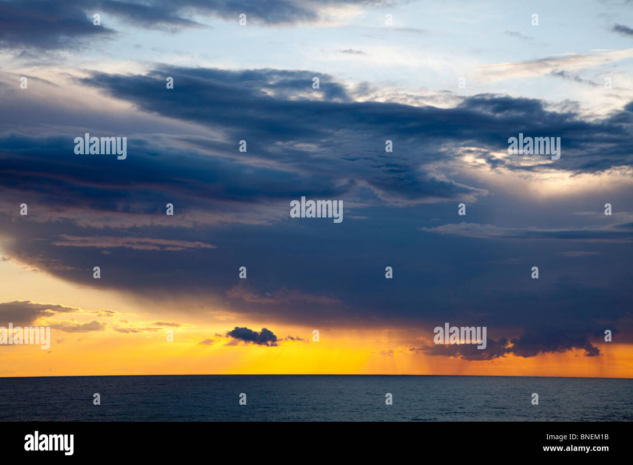 Sunset over the Atlantic Ocean from the French Coast Stock Photo - Alamy