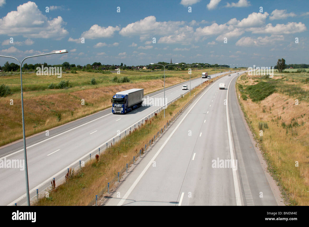 view from a bridge over a freeway Stock Photo - Alamy