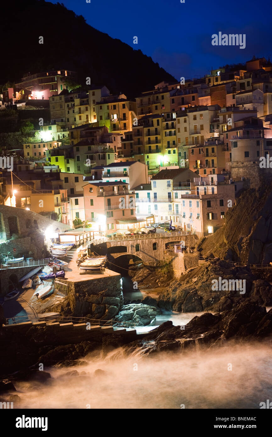 clifftop village of Manarola, Cinque Terre, Liguria, Italy Stock Photo