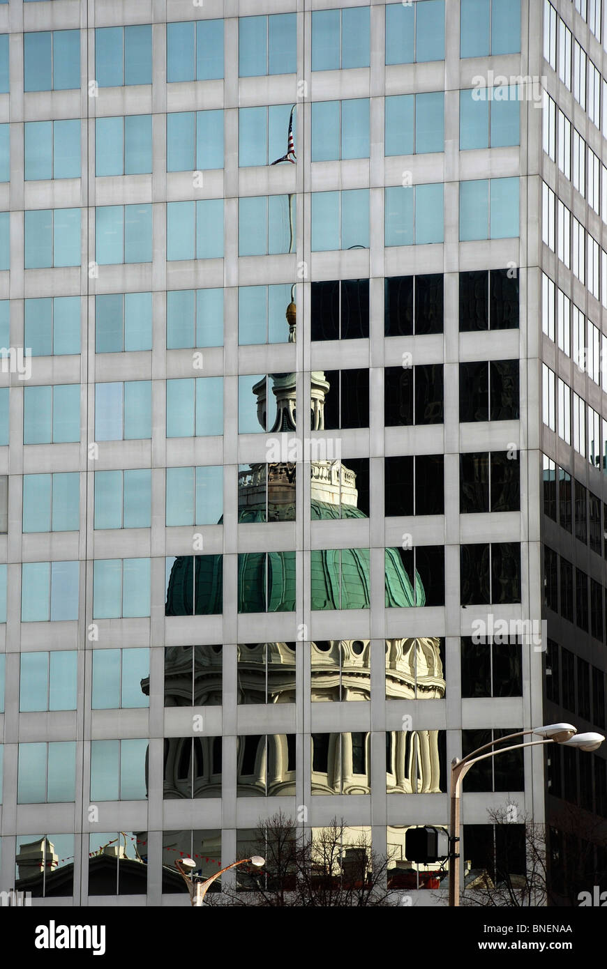 Reflection of Old Courthouse in St. Louis. Stock Photo