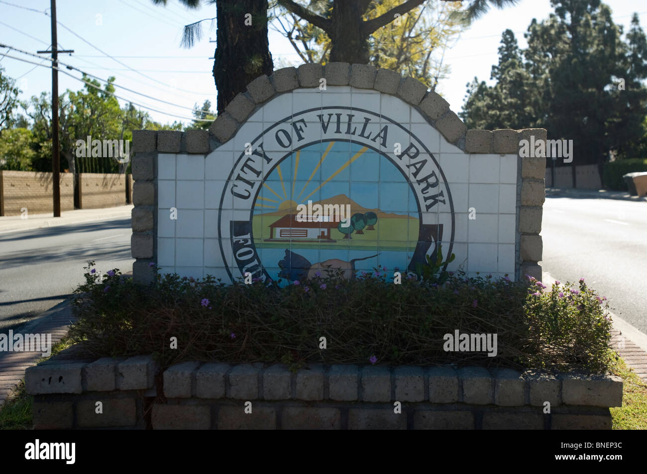 Sign, City of Villa Park, California Stock Photo Alamy