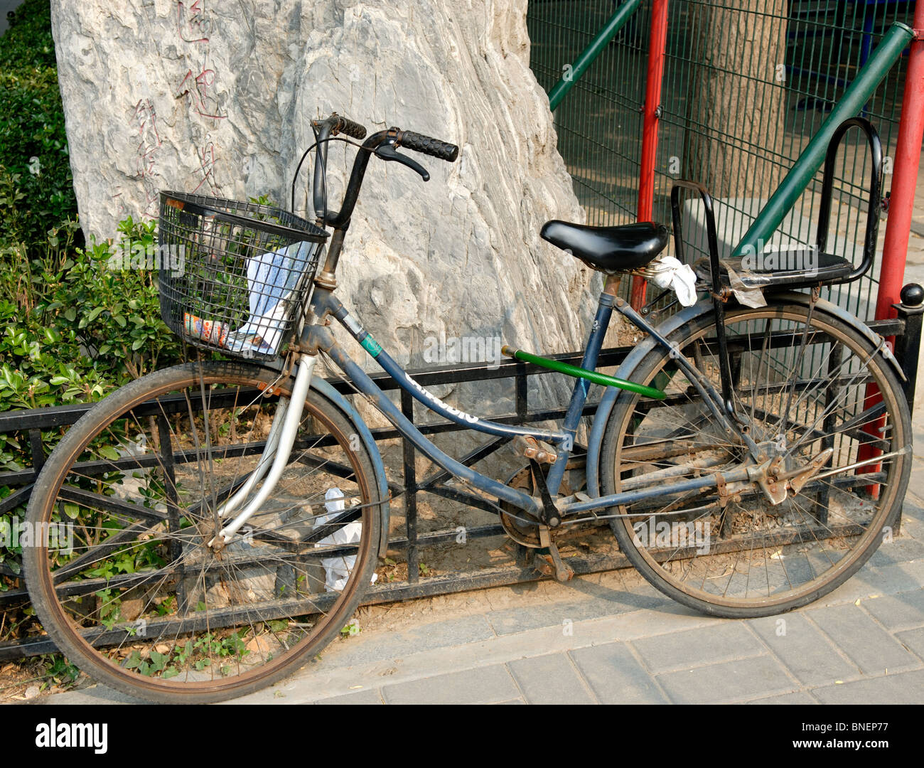 TYPICAL CHINESE BICYCLE Stock Photo