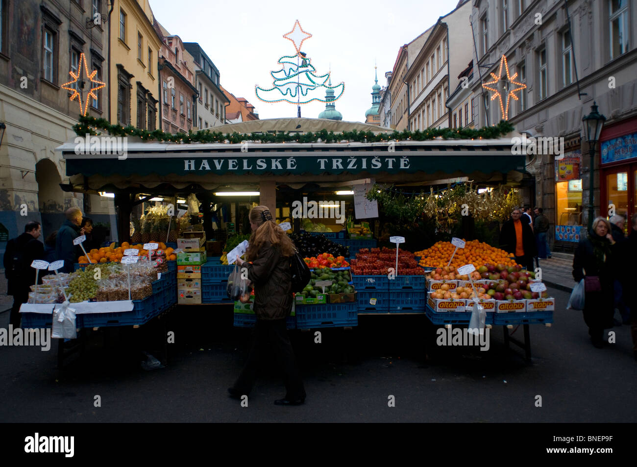 Havelske market in Nove Mesto quarter Prague Czech republic Stock Photo